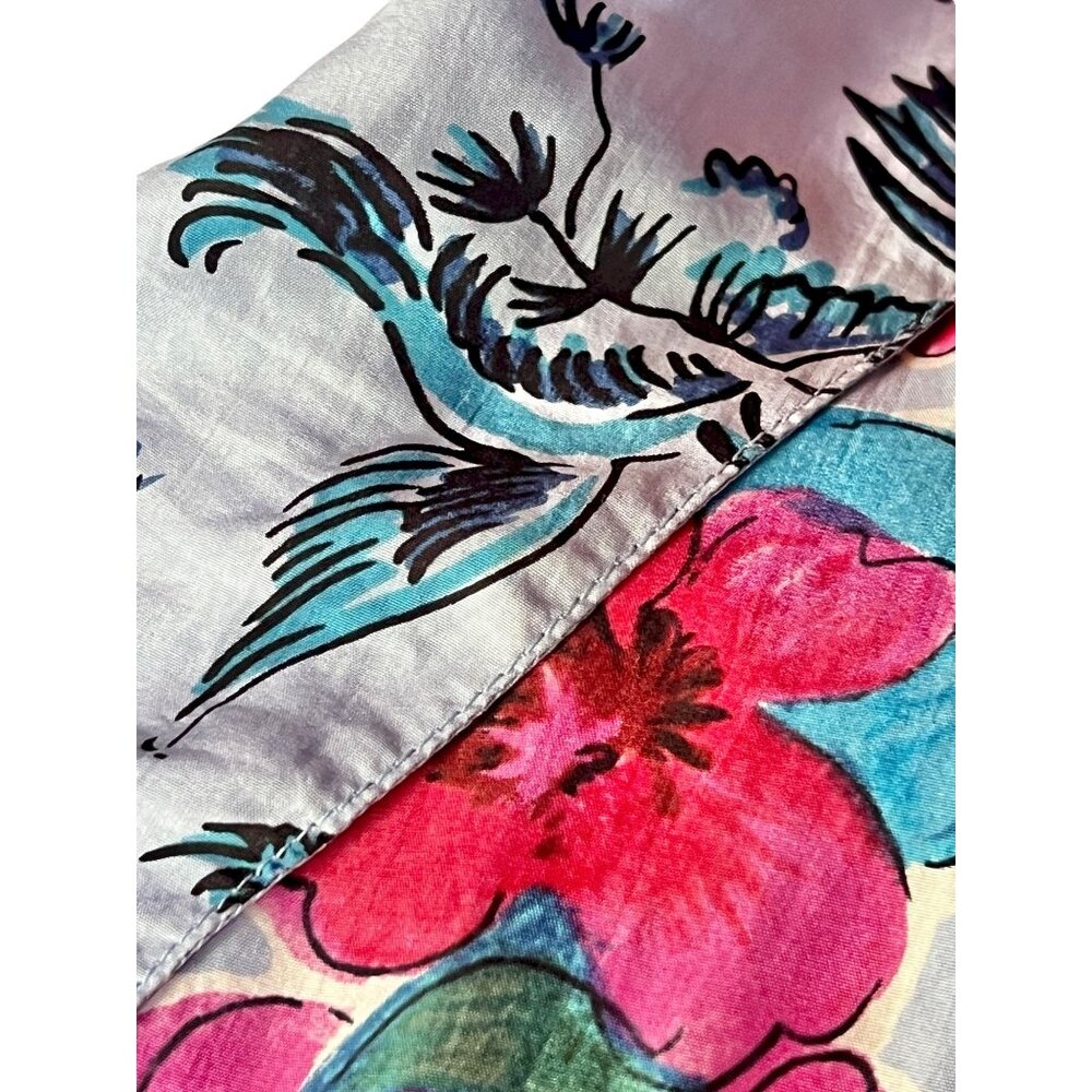 Carole Little Womens Silk Button-Up Shirt Dress 14 Island Prints Long Sleeve 80s - Picture 16 of 16